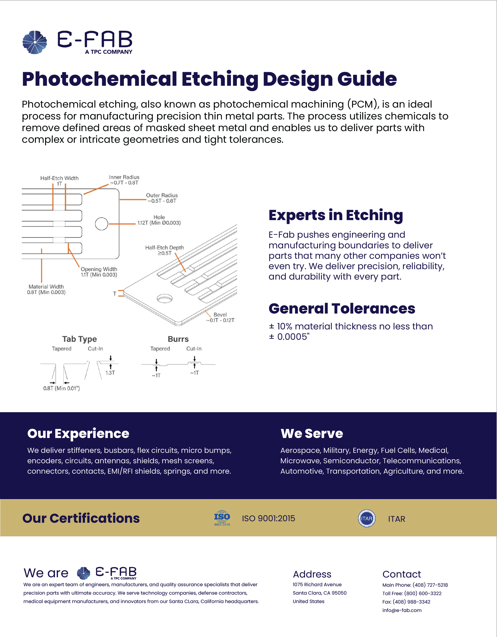 E-Fab Photochemical Etching Design Guide.