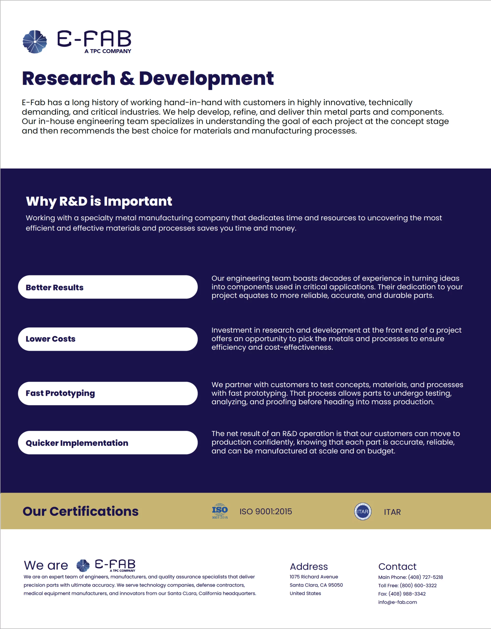 Research and development For Thin Metal Components