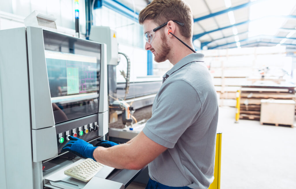 man operating a machine