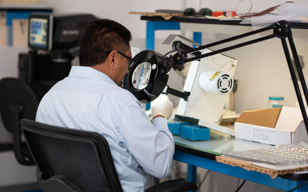 E-Fab Engineer inspects Semiconductor