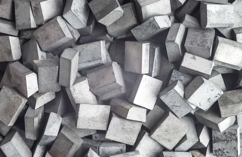 Stack of rectangular tungsten metal blocks