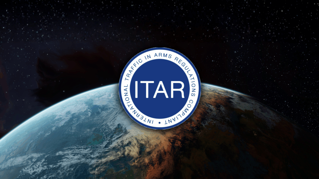 ITAR logo over satellite view of earth.